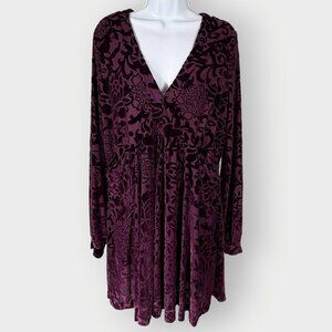 Free People Burnout Velvet Dress | M | Purple Floral | Whimsigoth Dark Romantic